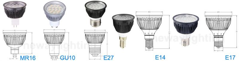 3W GU10 LED Spotlight Lamp Holder MR16 E27 E14 E17 Are Avaiable