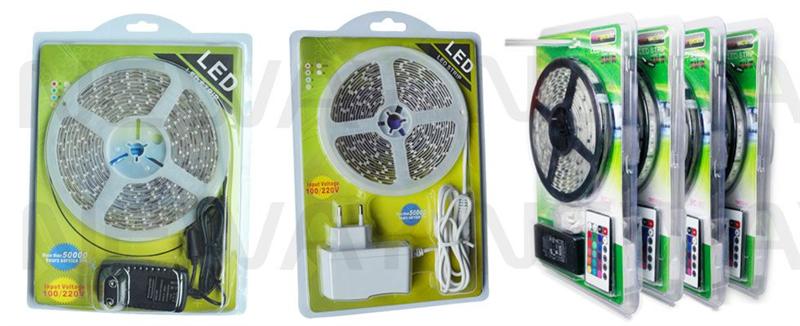 60LEDs/M 3528 Waterproof Flexible LED Strip Light Kit and Package