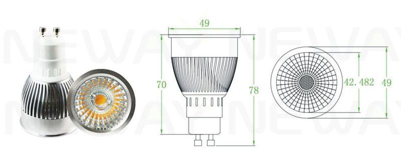 Dimmable COB indoor  LED Spot light  4W GU10 Product Introduction NEWAY professional R&D, production and sales of Dimmable cob LED spotlight 4W gu10 spotlights, and in accordance with the guidance and technical support, If you want to understand dimmable cob LED spotlight 4W gu10 spotlights, or interested in our dimmable cob LED spotlight 4W gu10 spotlights. Please Feel free to contact us. Product Features: 1.Light source used LED COB package, COB LED surface light source emitting more mildness, product beam is divided into 38 degrees and 60 degrees two luminescent angle type, can be used directly in the inner track lights and track light, as the energy saving beautiful use, and can use environment the cob dimming led spotlights cob track spotlights. 2.Energy saving: ultra-low-power, led cob spotlights energy saving more 80% than traditional halogen; environmental protection: No radiation, no mercury, no lead, completely recyclable; Long life: 30,000 to 50,000 hours, 10 times of traditional lamp; quality aluminum shell: aluminum alloy shell, simple but beautiful, scientific and rational led cob cooling structure; independent research and development, mold making; high quality light source: led lamp beads for the use of prominent light source, and each one can reach 100 - 120 LM; constant current driver: the famous Electronic Components constant current drive power to make high-performance, and to enhance the overall performance led cob spotlight; safe: low voltage, low heat, easy to install.  