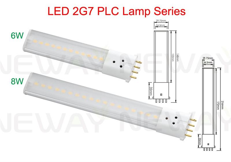 6Watts SMD 2G7 Lamp Base 4pin Plug in PL LED Tube - SMD5630 2G7 PL LED Tube Series  