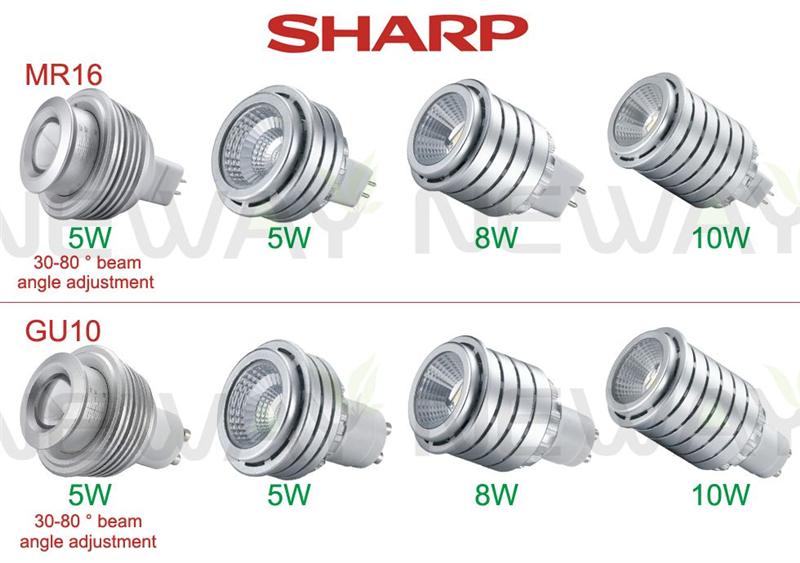 5W 220V GU10 LED Spot light 30 to 80 Degree Adjustable Beam Angle - NEW Sharp COB LED Spot Light Series
