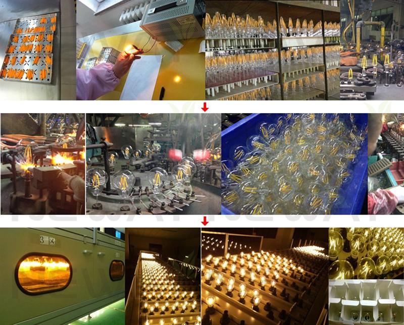 3.5W LED Filament Type Vintage Thomas Edison Light Bulbs E27 Screw Production and Testing