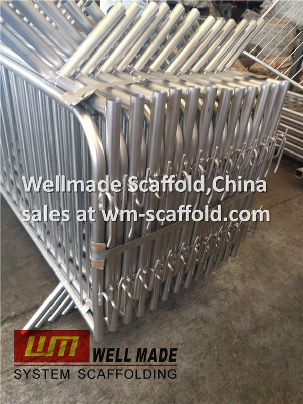 crowd control barriers galvanised in metal for temporary fencing and security concrete construction from wellmade scaffold,china lead scaffolding manufacturer 