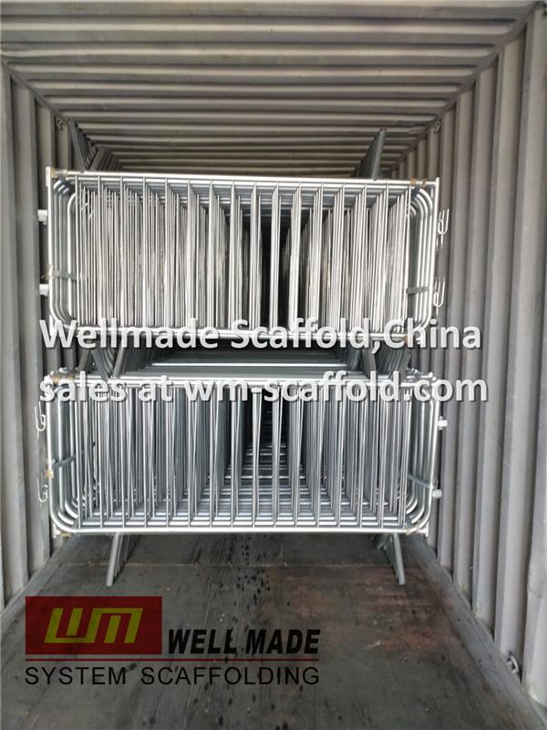 concrete barriers-galvanised metal barrier for crowd control security from wellmade scaffold,china lead scaffolding manufacturer-
