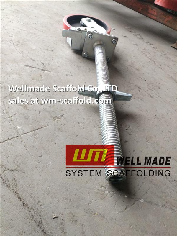 adjustable caster wheels for scaffolding tower with adjustable screw jack base from wellmade scaffold,china leading scaffolding manufacturer 