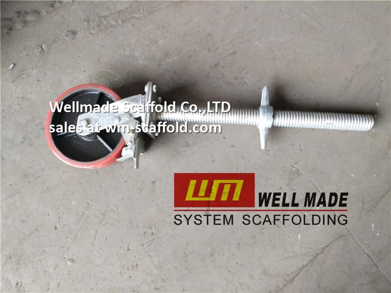 scaffolding caster wheels with leveling screw jack base -china leading scaffolding manufacturer ISO&CE