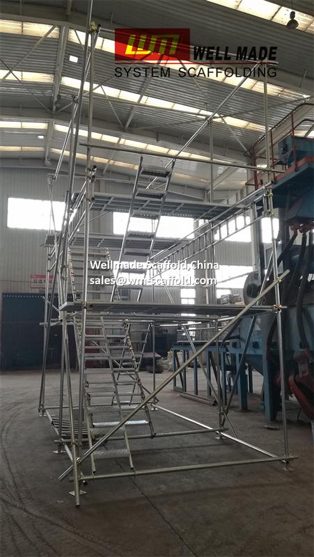 access scaffold tower with steel stairs and metal scaffolding planks from wellmade scaffold,china leading scaffolding manufacturer exporter 