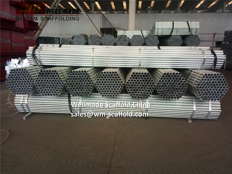 galvanized pipes 48.3mm diameter fixed by scaffolding clamps en74 standard