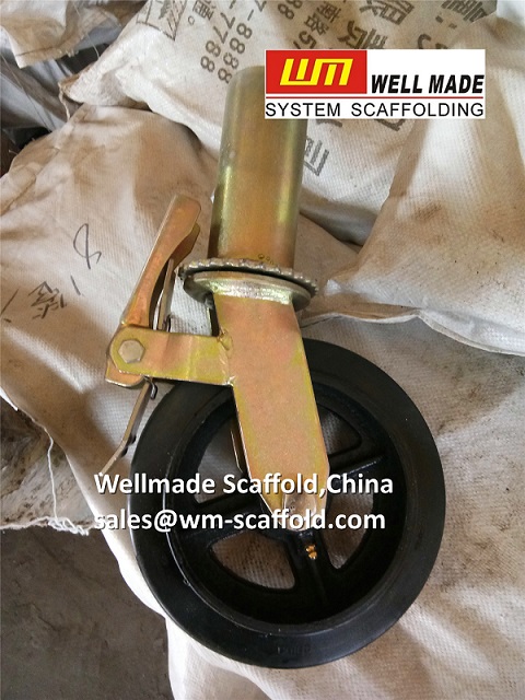 rubber caster wheels with socket tube and brake for scaffold mobile  scaffold china 