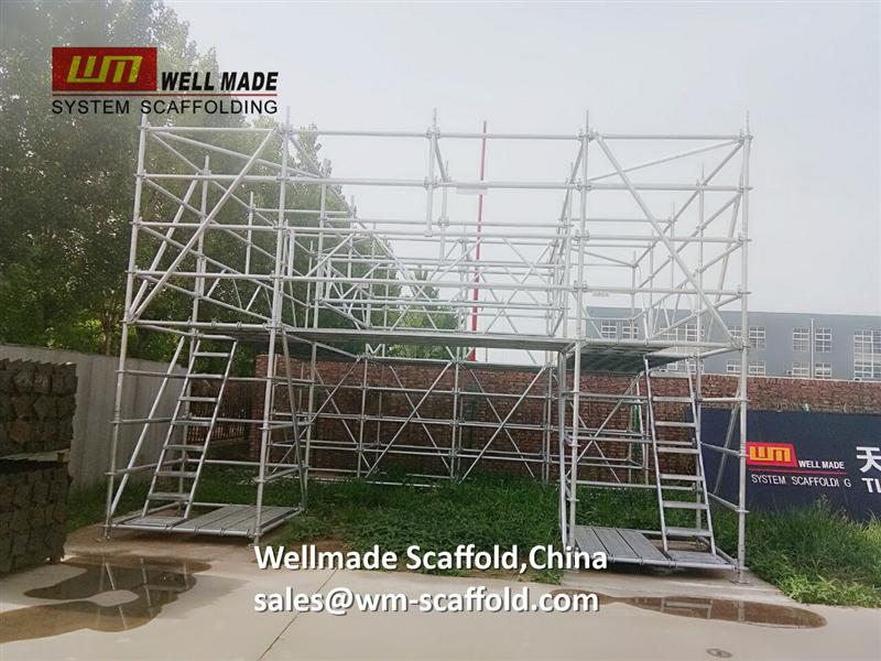 Facade Scaffold Access Tower of Ringlock scaffolding system components layher scaffold in front door of wellmade scaffold,China at wm-scaffold.com