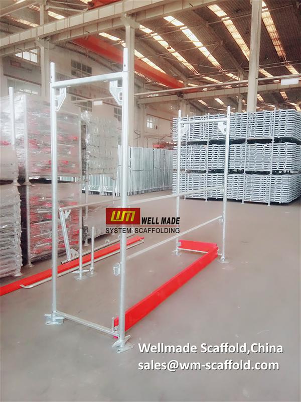 layher scaffolding frame system tower with cross rails diagonal braces guard single rails from wellmade scaffold  ISO&CE China leading OEM manufacturer exporter  