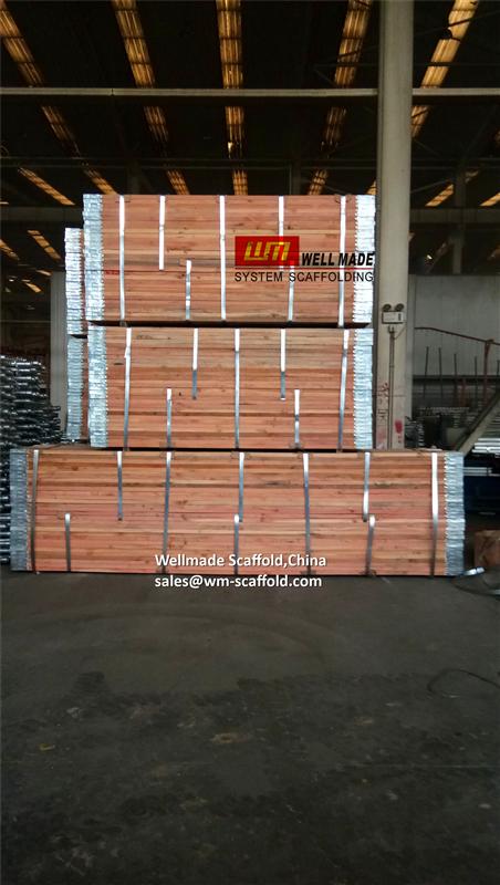 225x38mm scaffold boards bs2482 with metal plates for construction oil and gas scaffolding industrial,tube and clamp access scaffolding suspended scaffolding @wm-scaffold.com wellmade scaffold China